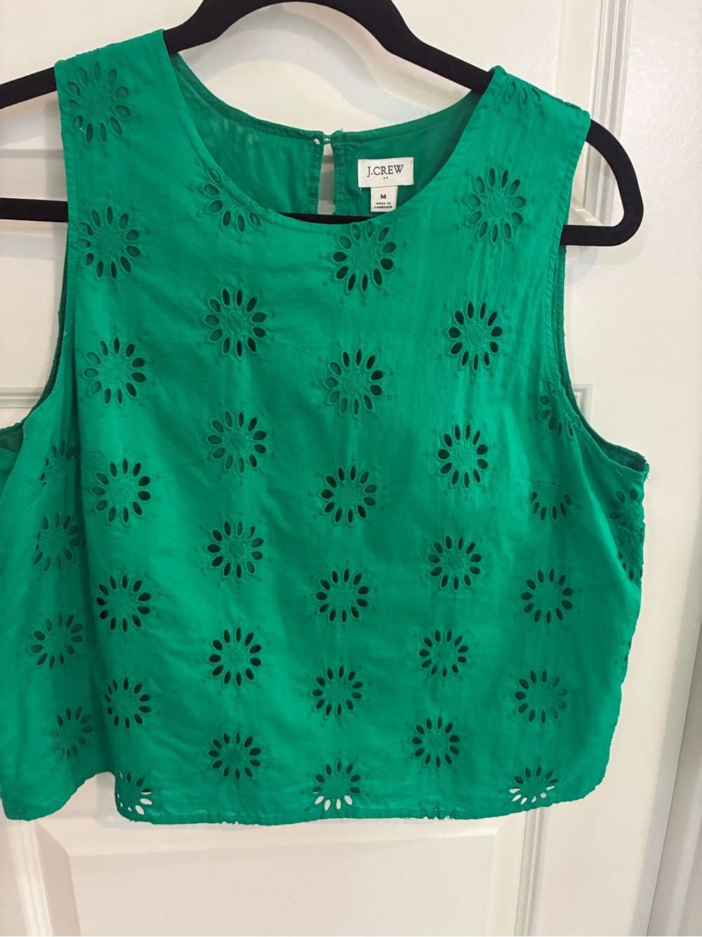 J. Crew Emerald Green Eyelet Crop Top
